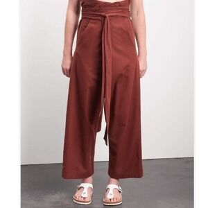 Roucha Preen Brushed Cotton High Waist Wide‎ Leg Pants Rust Brown Size CC 10-14